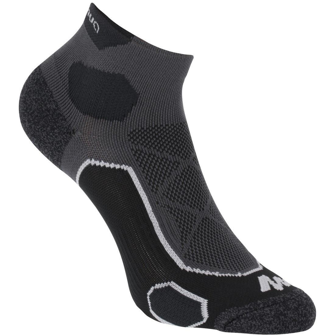 Mid-Length Mountain Hiking Socks. Forclaz 500 2 Pairs, Carbon Grey, , large image number 3
