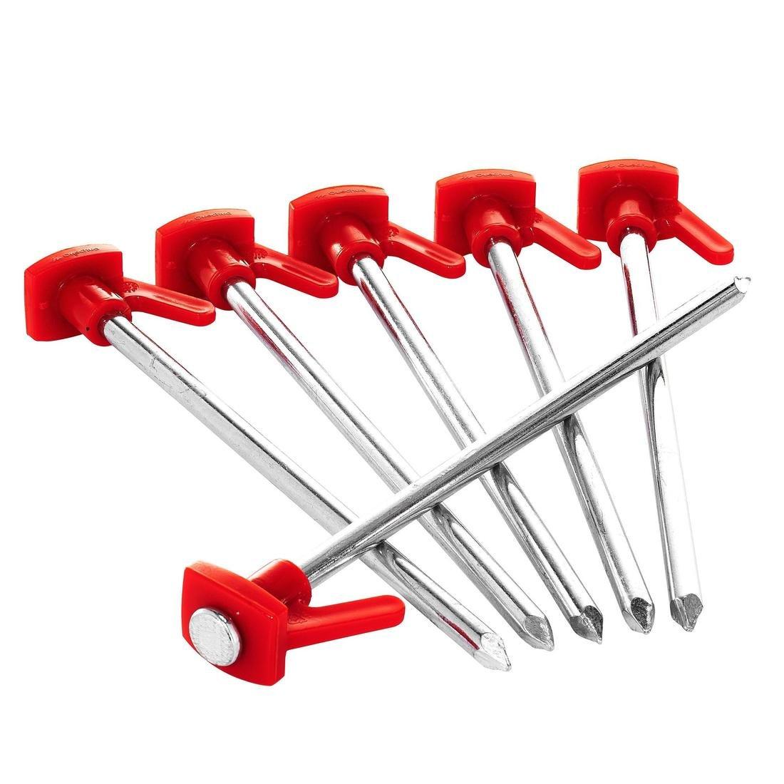 6 Tent Pegs - Hard Ground, Red, No Color, medium