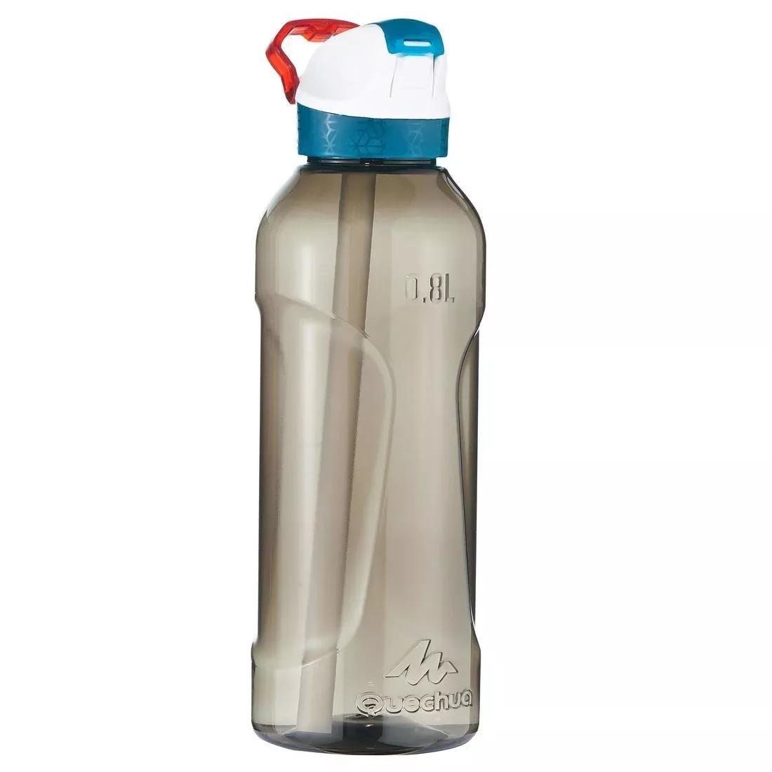 Hiking Water Bottle Instant Stopper With Straw 900 Tritan , Dark Grey, No Color, large image number 0