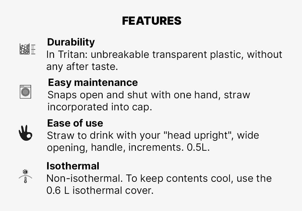 Hiking Water Bottle Instant Stopper With Straw 900 Tritan , Dark Grey, No Color, large image number 15