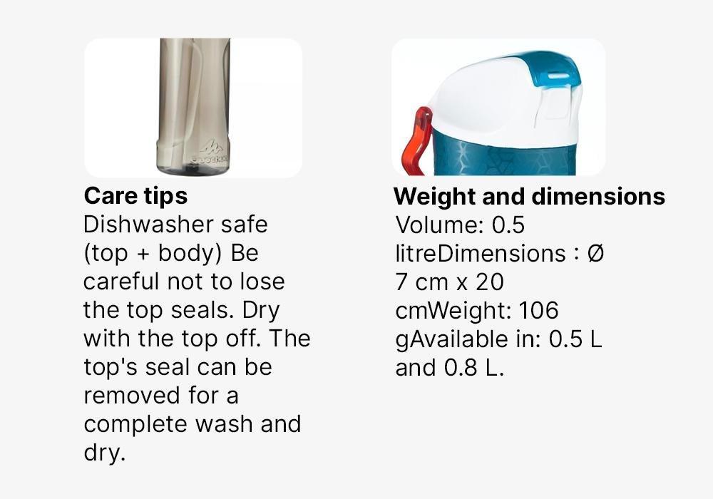 Hiking Water Bottle Instant Stopper With Straw 900 Tritan , Dark Grey, No Color, large image number 17