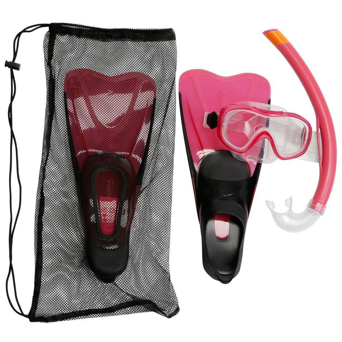 Kids Unisex Snorkelling Mask Snorkel Fins Set - Snk 500, Pink, No Color, large image number 0