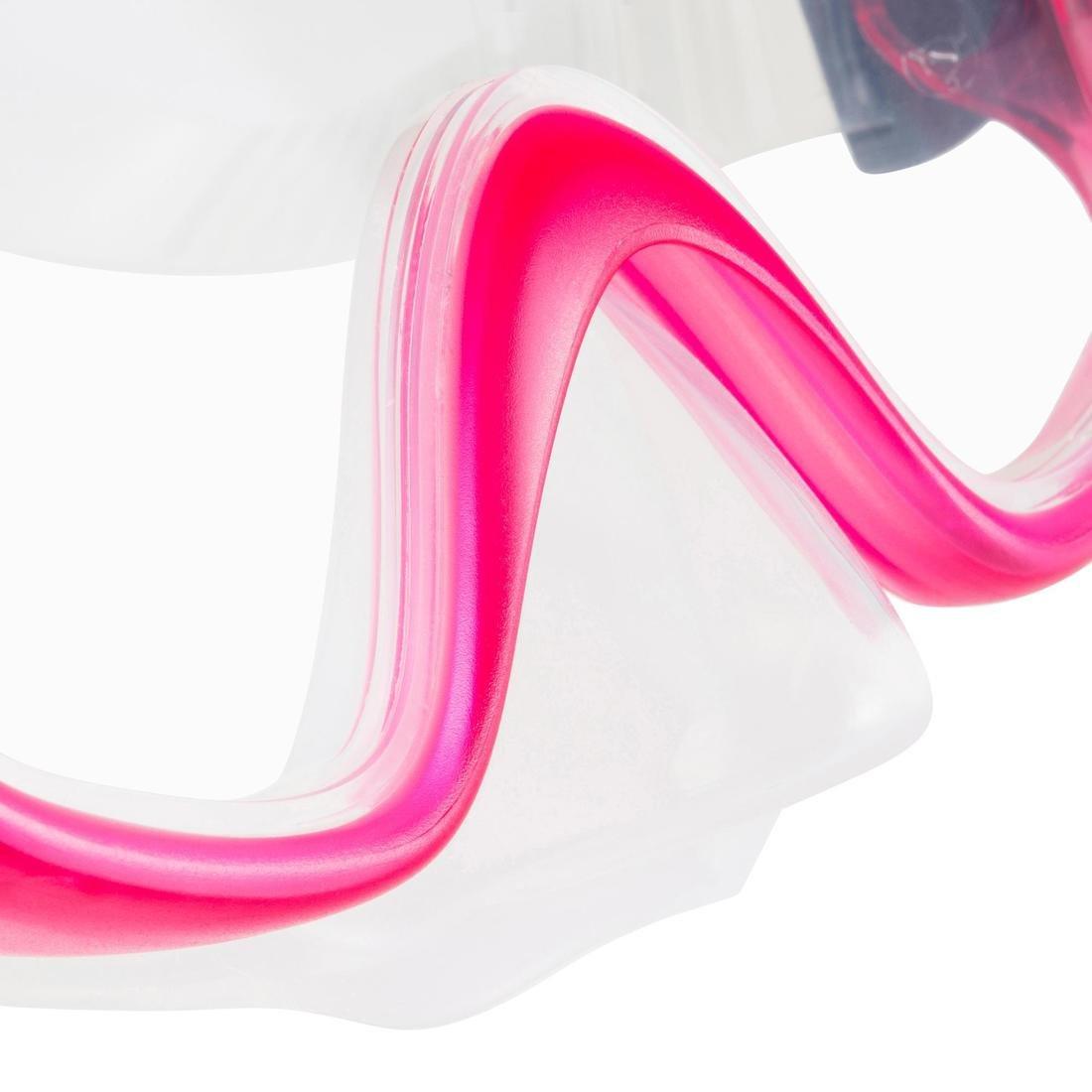 Kids Unisex Snorkelling Mask Snorkel Fins Set - Snk 500, Pink, No Color, large image number 3