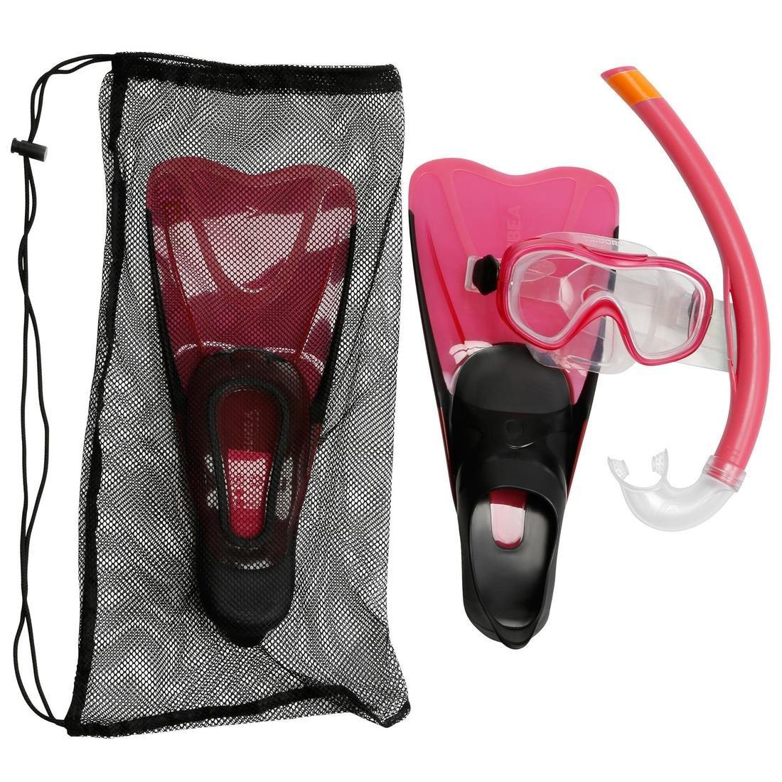 Kids Unisex Snorkelling Mask Snorkel Fins Set - Snk 500, Pink, No Color, large image number 9
