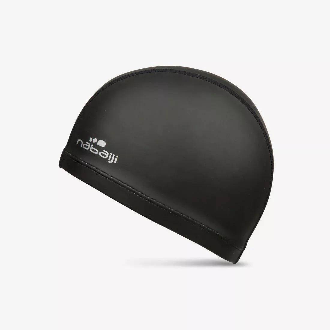 Adult Silicone Mesh Swim Cap, Black, , medium