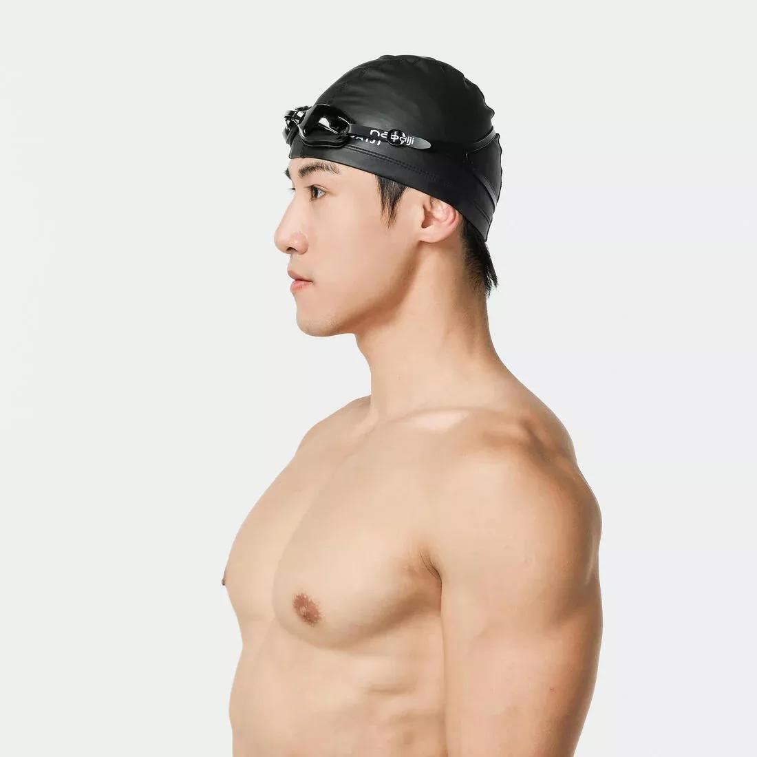 Adult Silicone Mesh Swim Cap, Black, , large image number 12