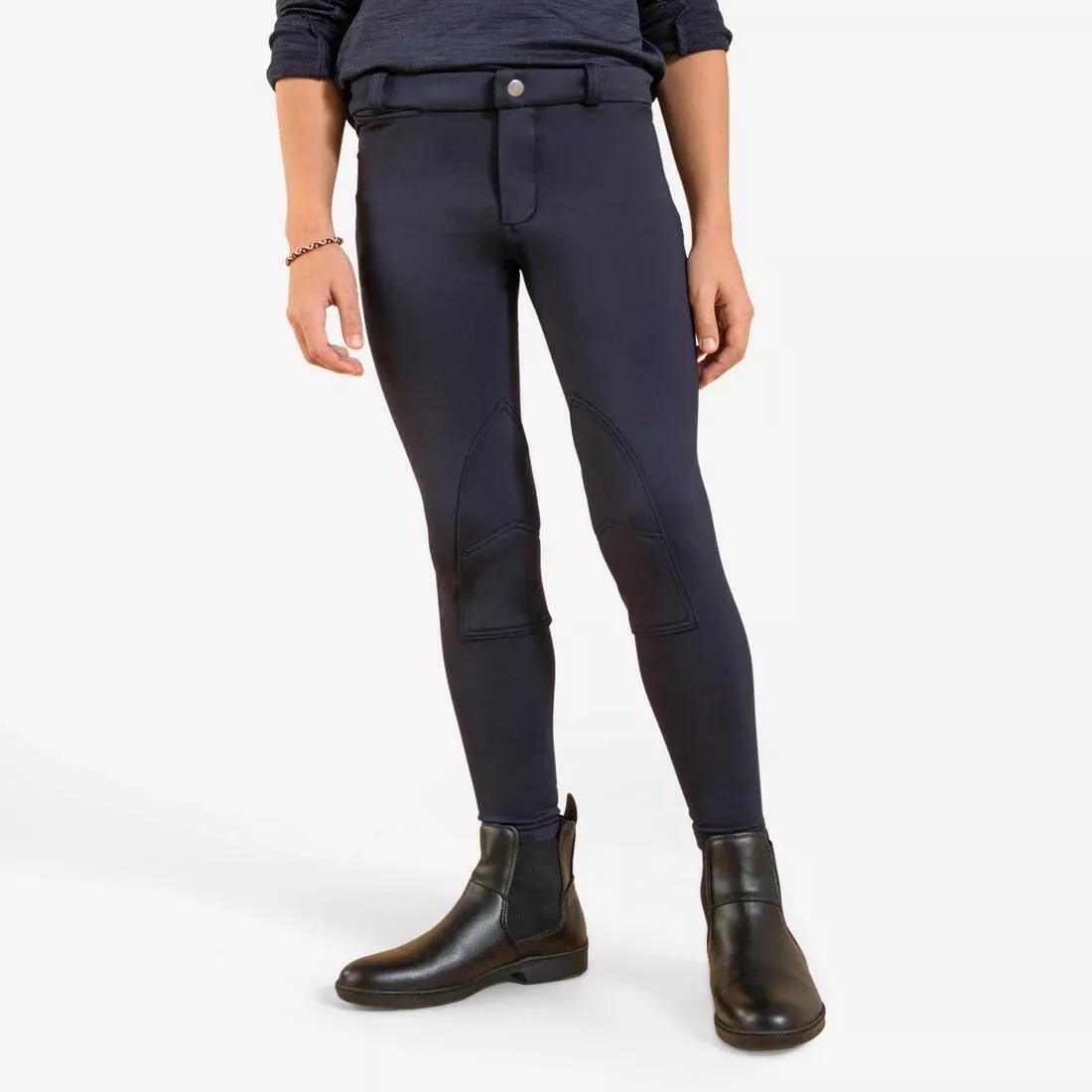 ASPHALT BLUE Kids' Horse Riding Warm Jodhpurs 100, , large image number 0