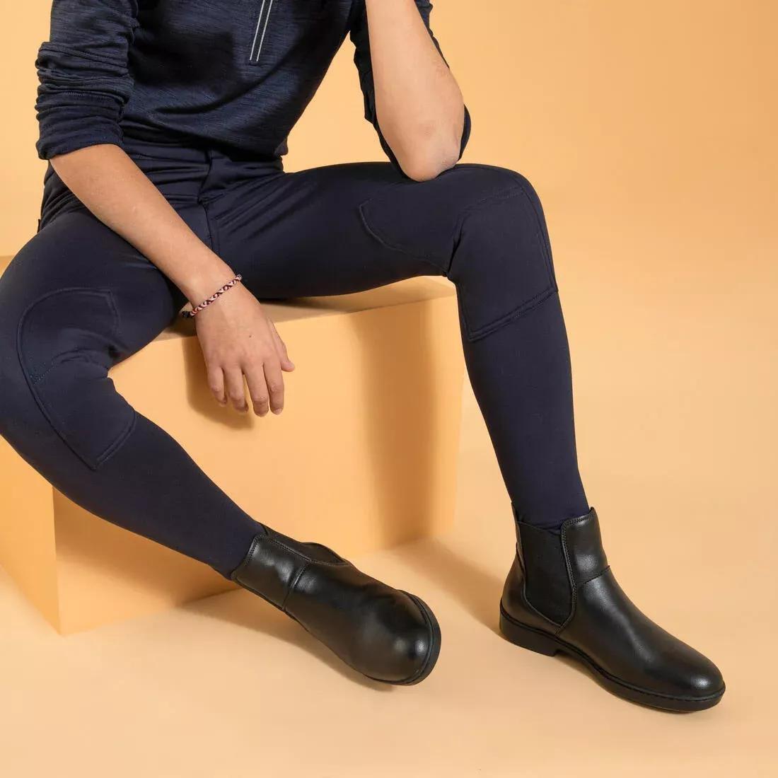 ASPHALT BLUE Kids' Horse Riding Warm Jodhpurs 100, No Color, large image number 3