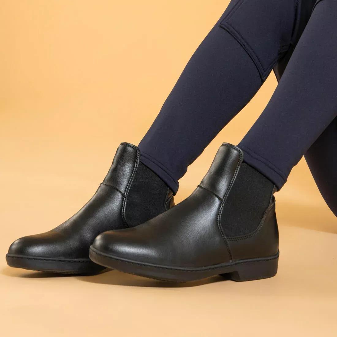 ASPHALT BLUE Kids' Horse Riding Warm Jodhpurs 100, No Color, large image number 4