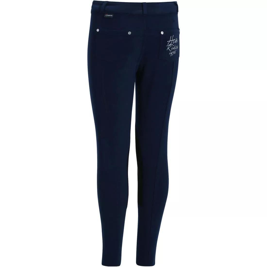ASPHALT BLUE Kids' Horse Riding Warm Jodhpurs 100, , large image number 5