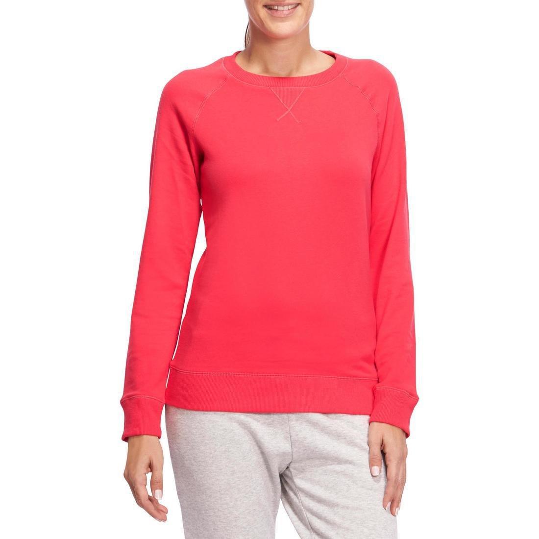 Women Crew Neck Gym & Pilates Sweatshirt, Pink, No Color, large image number 1