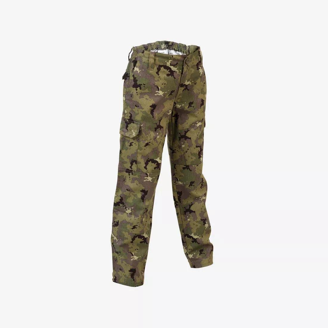 DARK KHAKI Junior Resistant Trousers - 100 green island camouflage, , large image number 0