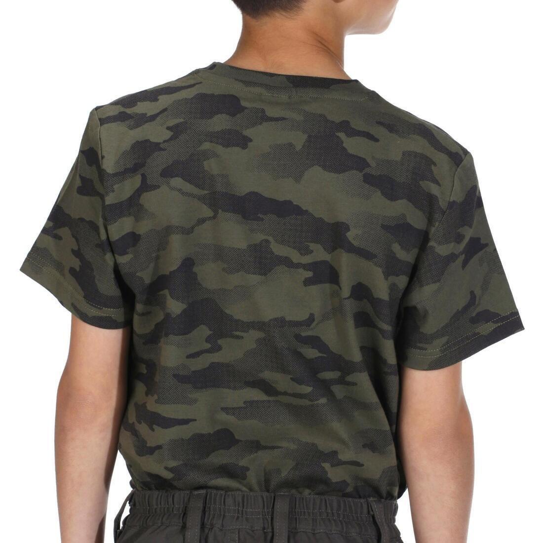 KHAKI Junior Hunting Short-sleeved Cotton T-shirt - 100 island, No Color, large image number 2