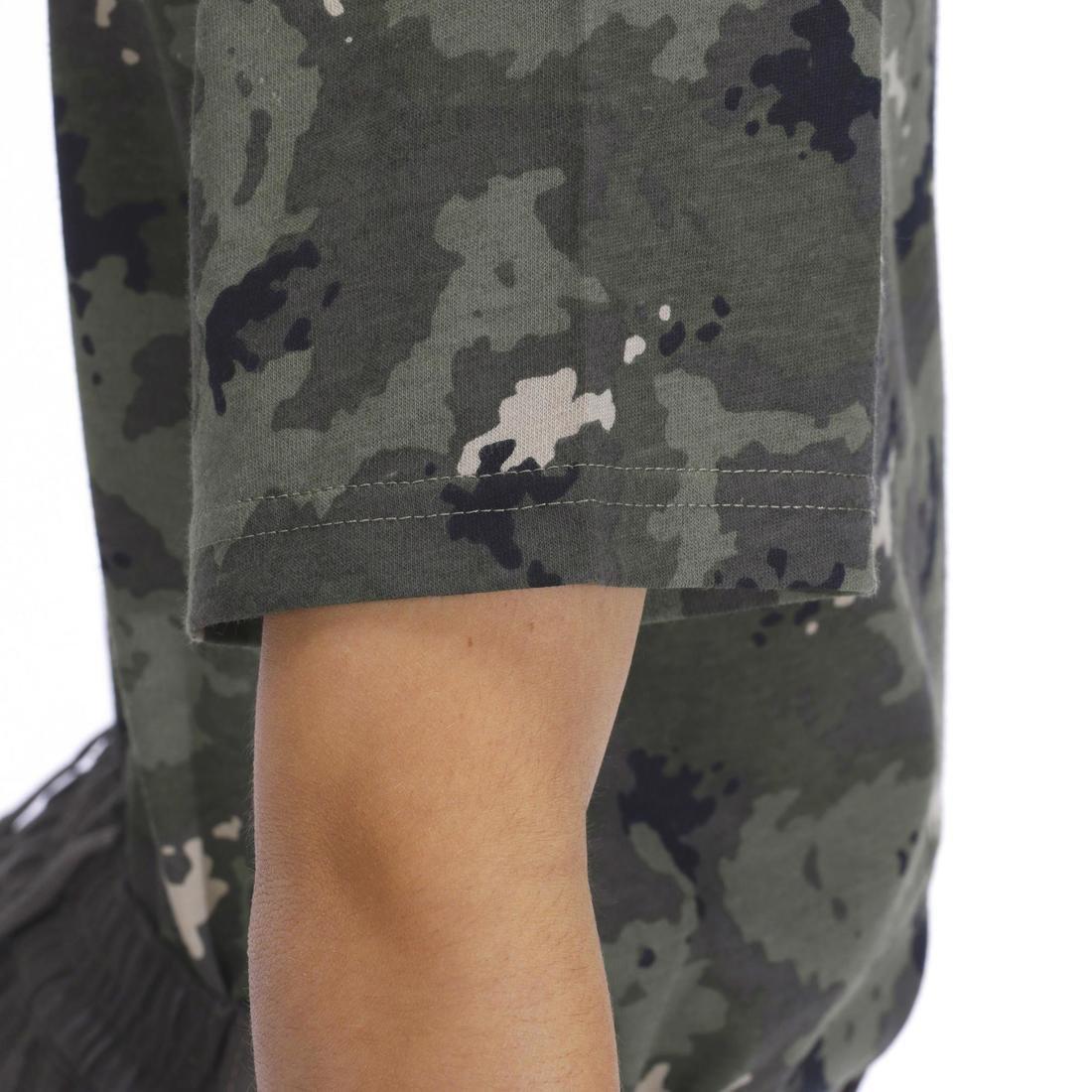 KHAKI Junior Hunting Short-sleeved Cotton T-shirt - 100 island, No Color, large image number 13