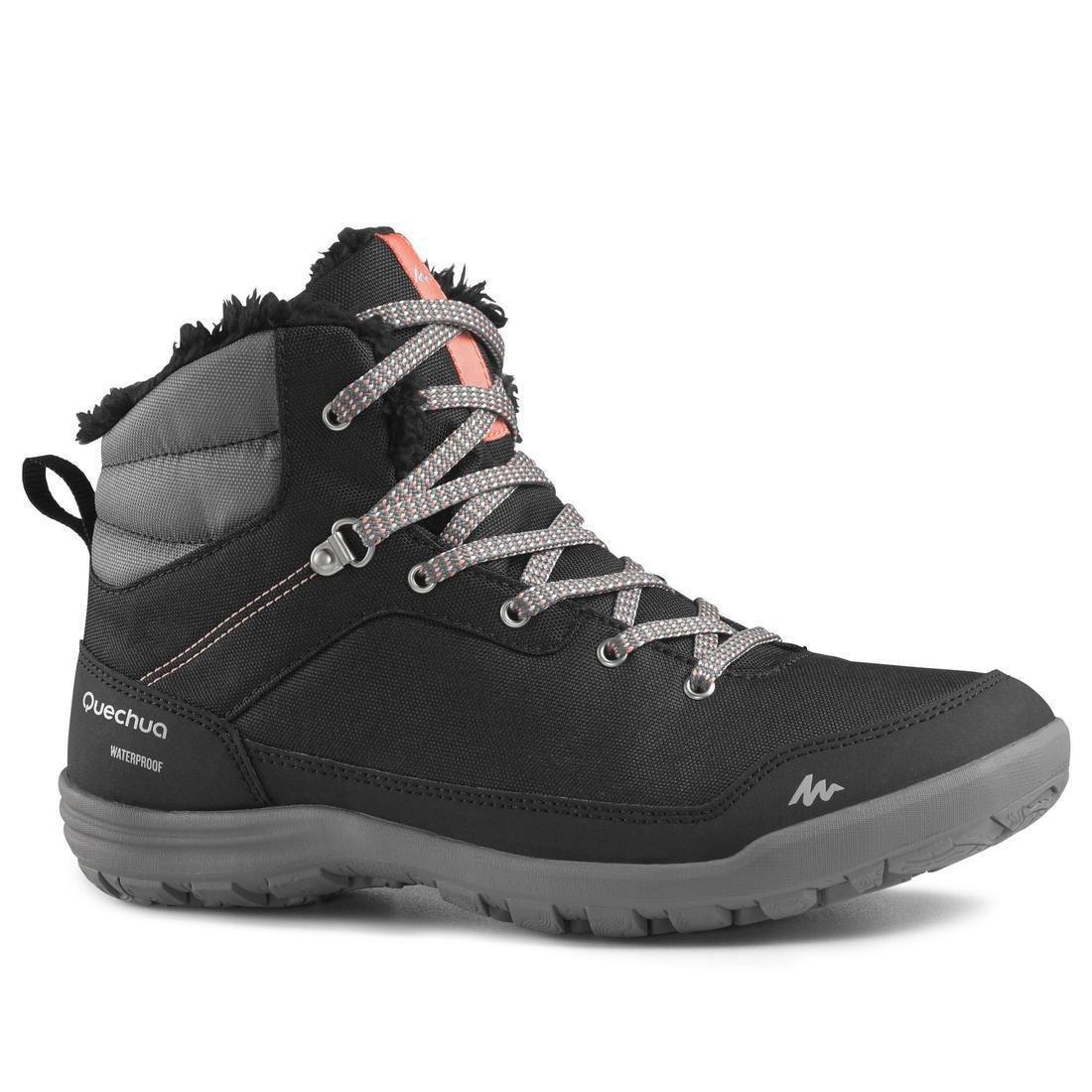 Women Warm And Waterproof Hiking Boots - Sh100 Warm - Mid, Black, , large image number 0
