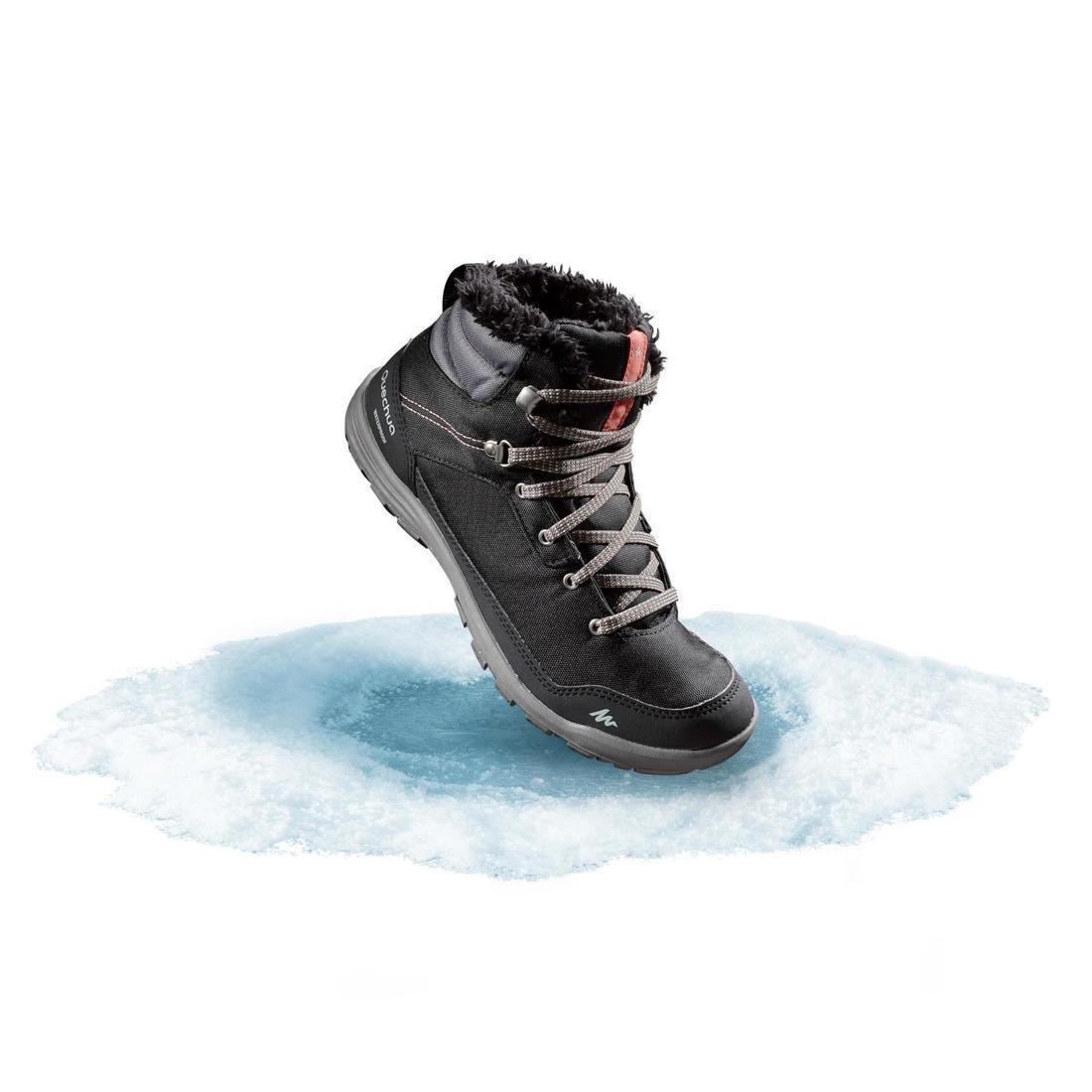 Women Warm And Waterproof Hiking Boots - Sh100 Warm - Mid, Black, , large image number 6