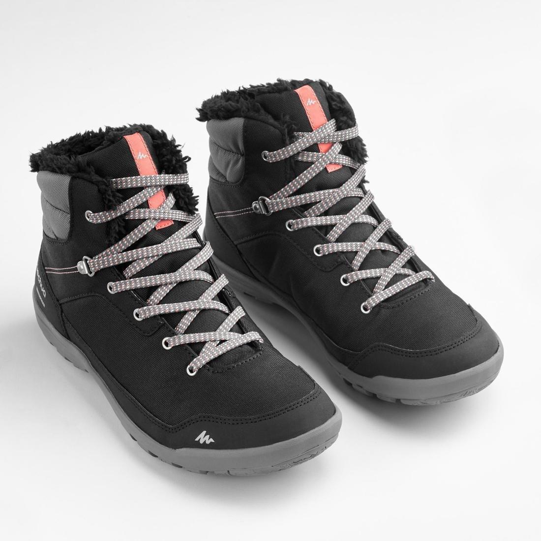Women Warm And Waterproof Hiking Boots - Sh100 Warm - Mid, Black, , large image number 10