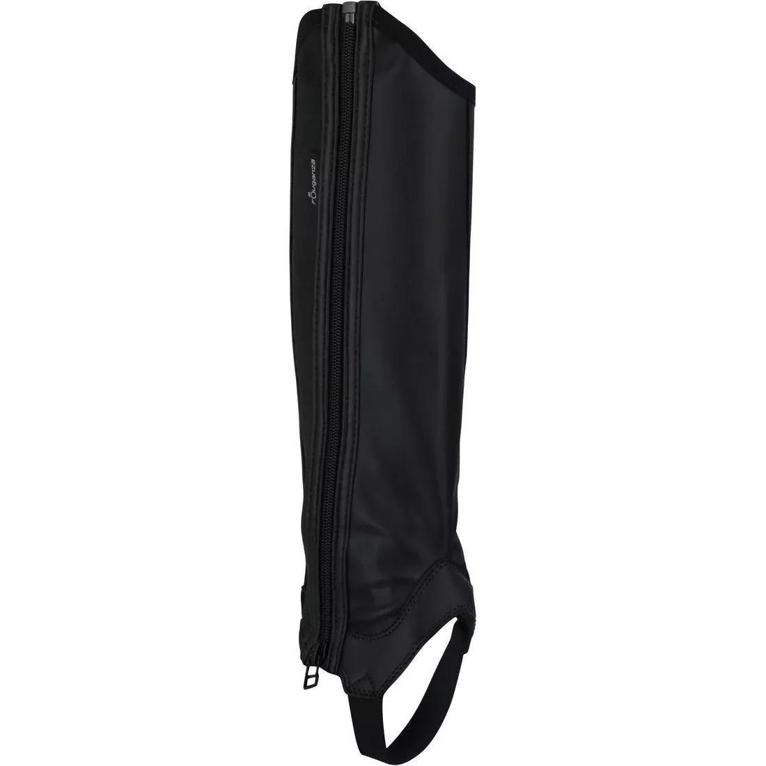 Kids Unisex Horse Riding Synthetic Half Chaps - Classic 140, Black, No Color, medium