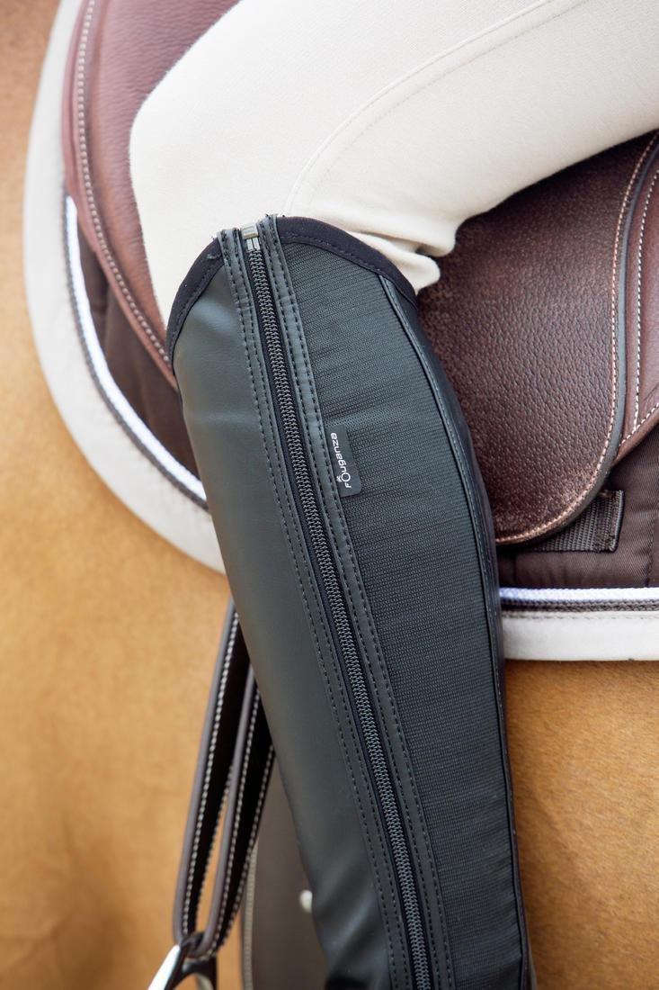 Adult Horse Riding Synthetic Half Chaps Classic, Black, No Color, large image number 12