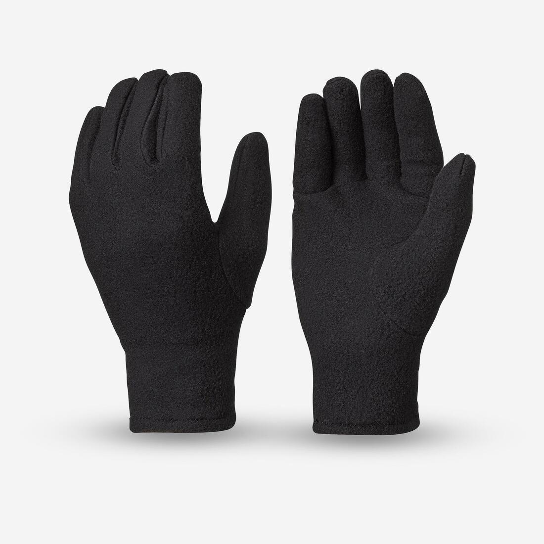 QUECHUA - Kids Fleece Hiking Gloves - SH100, Black