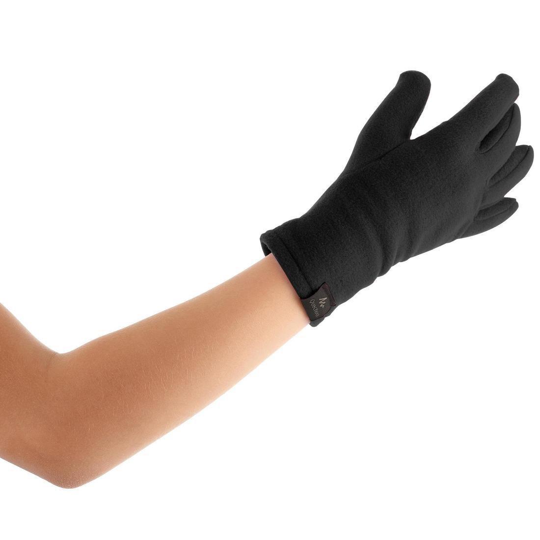 Kids Fleece Hiking Gloves - SH100, Black, No Color, medium