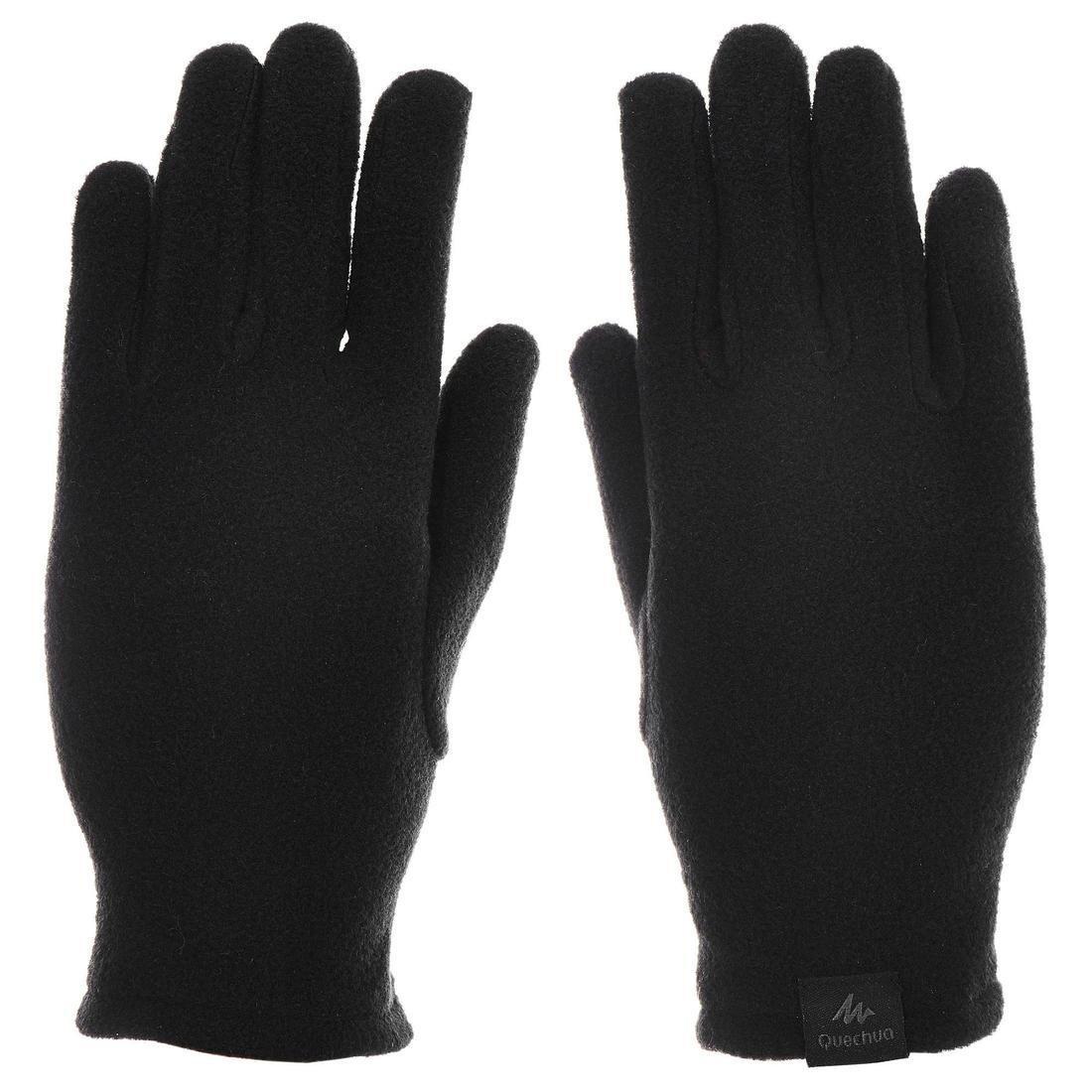 QUECHUA - Kids Fleece Hiking Gloves - SH100, Black