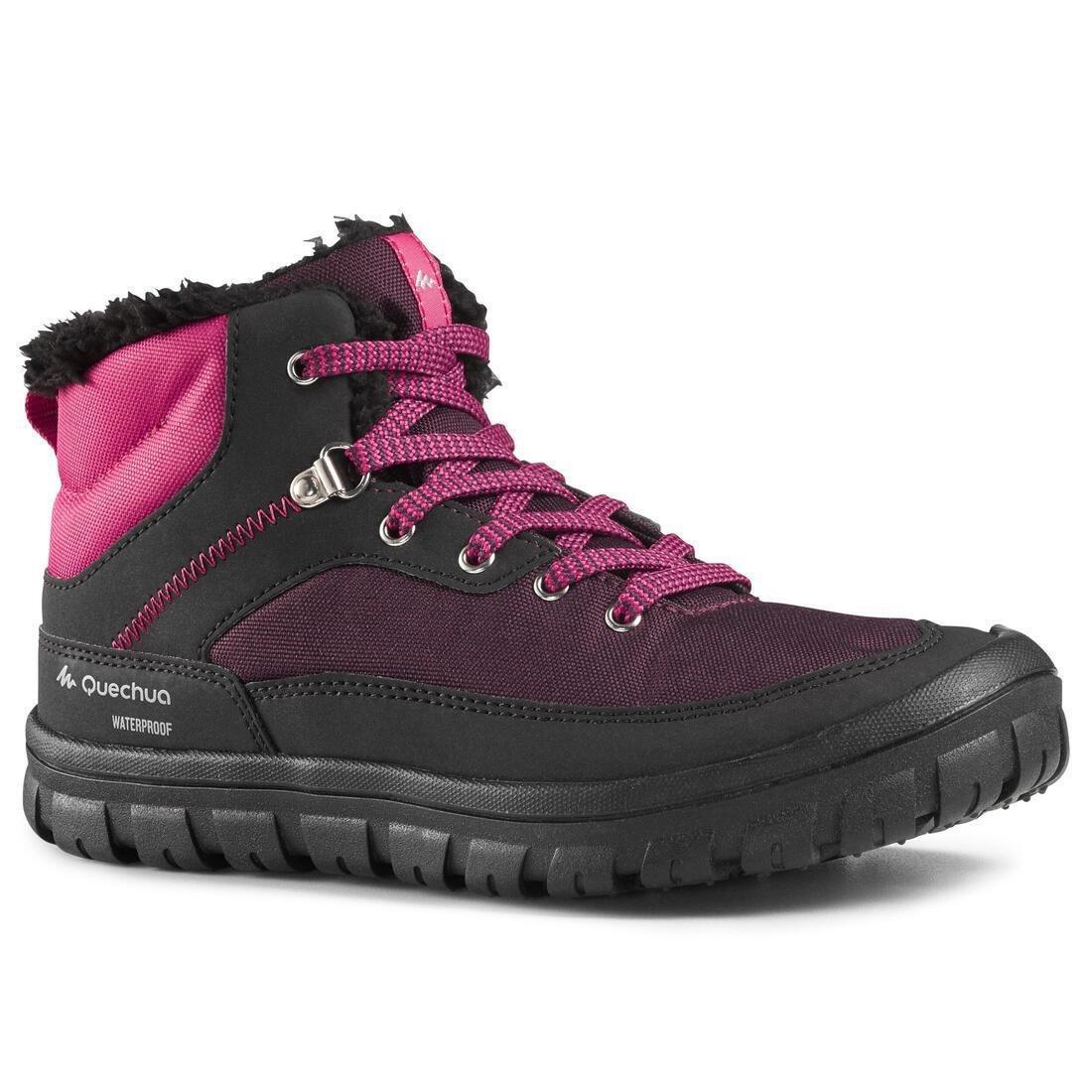 Kids' Warm, Waterproof Lace-up Hiking Boots SH100 Warm, Damson, , large image number 0