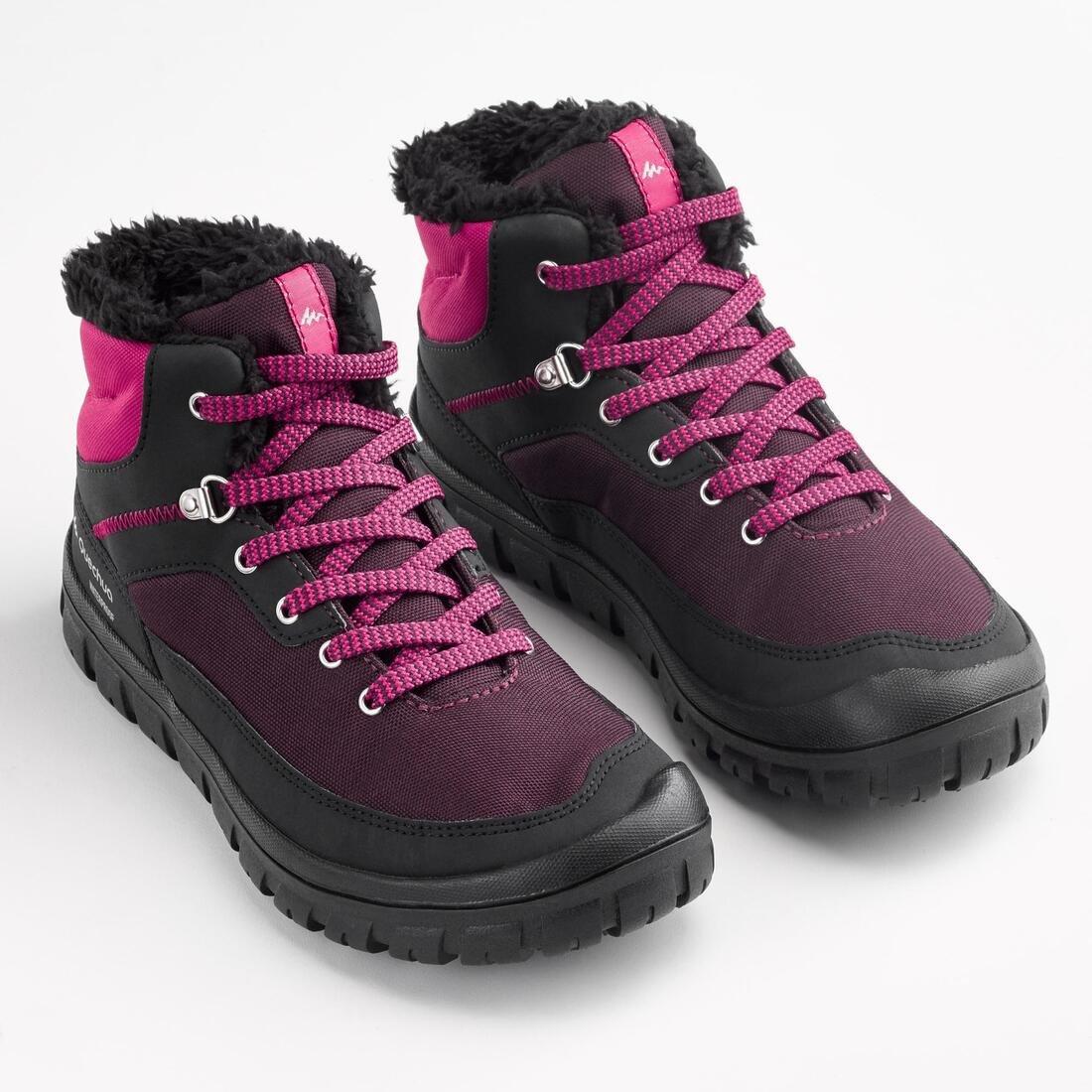 Kids' Warm, Waterproof Lace-up Hiking Boots SH100 Warm, Damson, , large image number 11