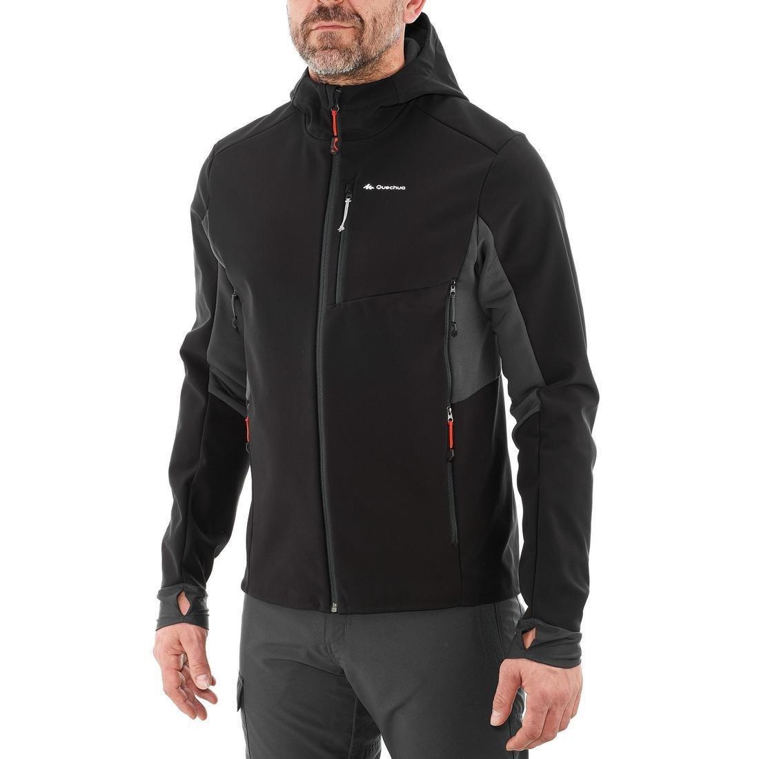 FORCLAZ - Men's  Mountain Trekking Warm Softshell Windbreaker Mt500 Windwarm, Black