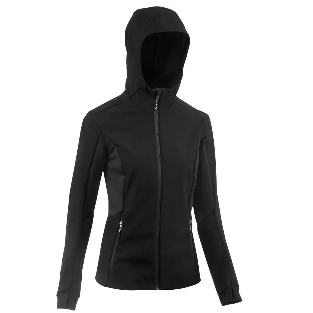 FORCLAZ Women's Mountain Trekking Windproof Softshell Mt500 Windwarm, Black