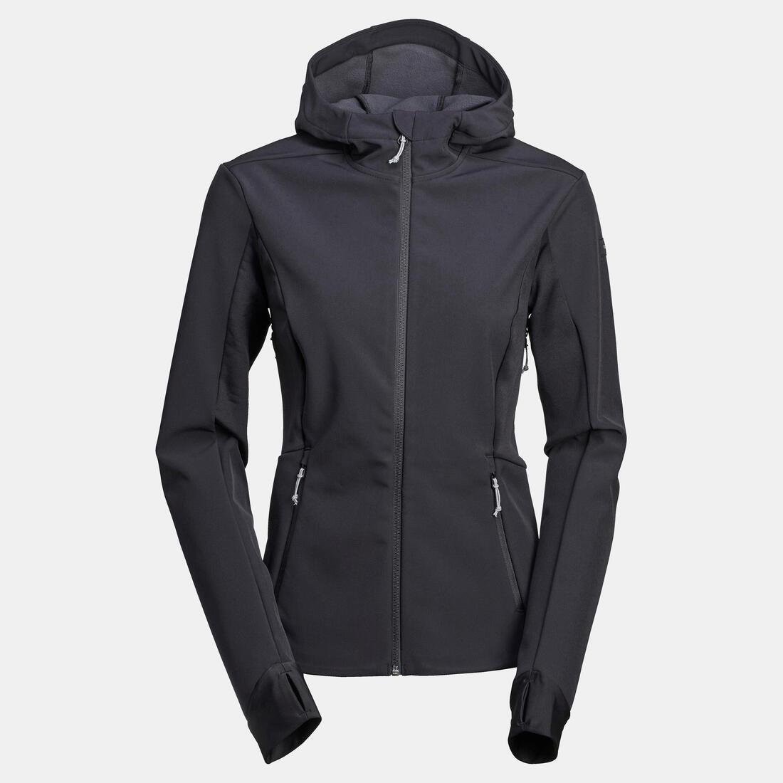Women's   Mountain Trekking Windproof Softshell Mt500 Windwarm, Black, No Color, large image number 1