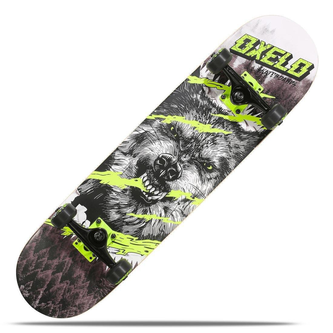 Kids' Skateboard 500 Wolf, Green, Black, No Color, medium