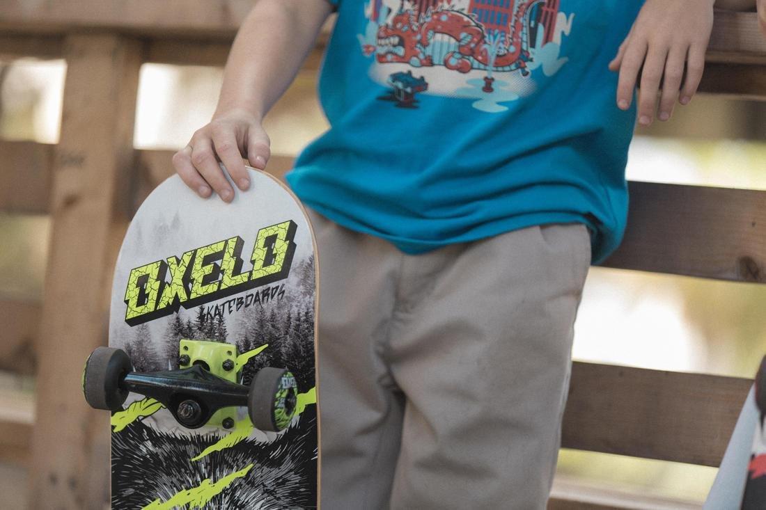 Kids' Skateboard 500 Wolf, Green, Black, No Color, medium