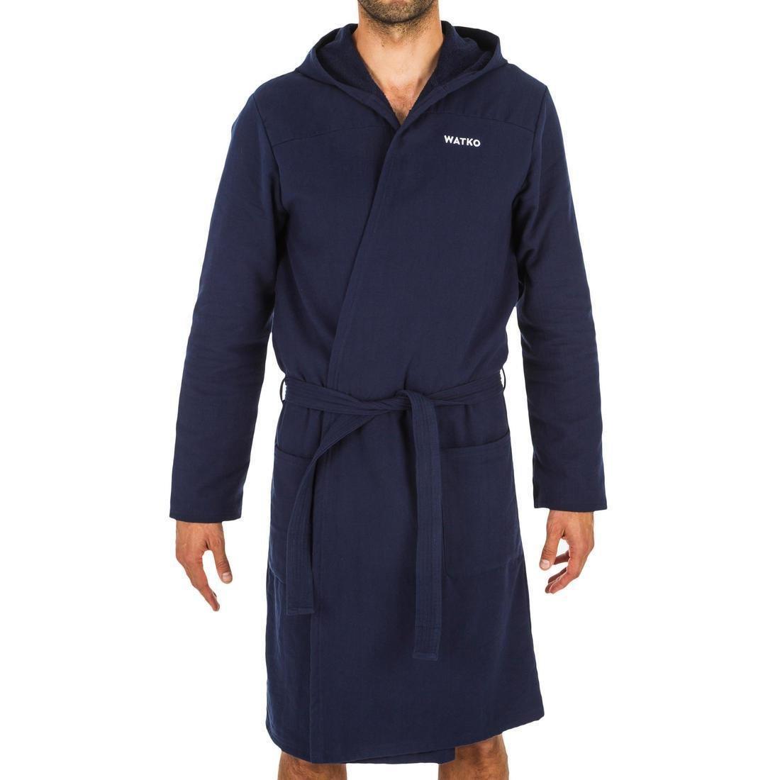Mens OrganicCotton Pool Bathrobe, Navy Blue, , large image number 0