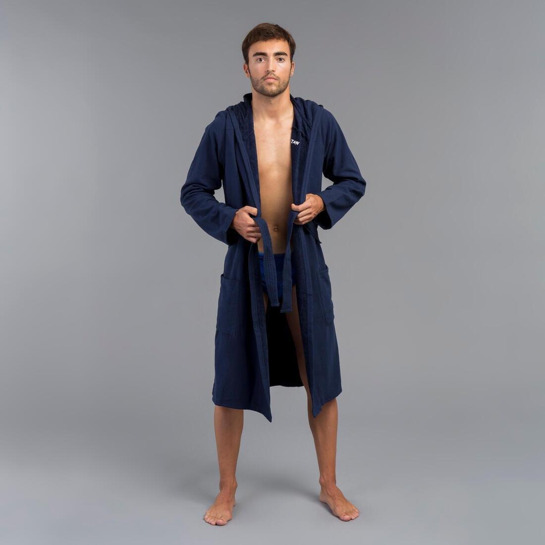 Men's Organic Cotton Pool Bathrobe, Navy, No Color, large image number 9