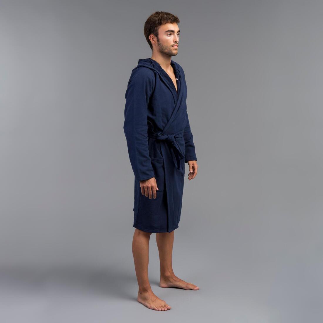 Mens OrganicCotton Pool Bathrobe, Navy Blue, , large image number 10