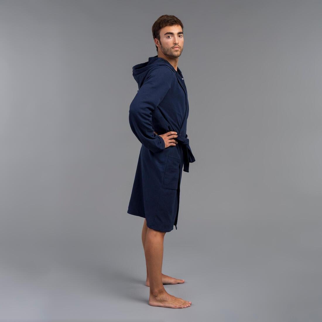 Mens OrganicCotton Pool Bathrobe, Navy Blue, , large image number 11