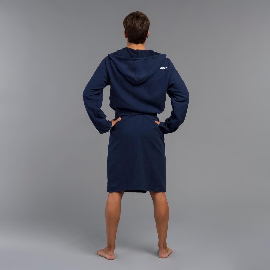 Mens OrganicCotton Pool Bathrobe, Navy Blue, , large image number 12