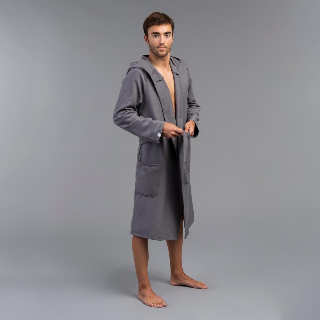 NAVY BLUE Men's Compact Microfibre Pool Bathrobe, No Color, large image number 2