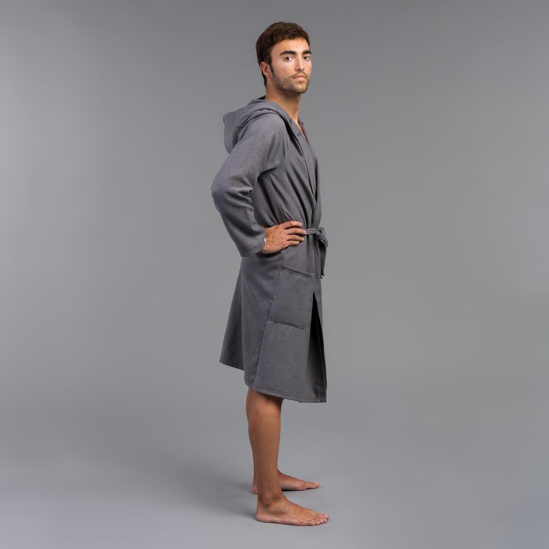 NAVY BLUE Men's Compact Microfibre Pool Bathrobe, No Color, large image number 3