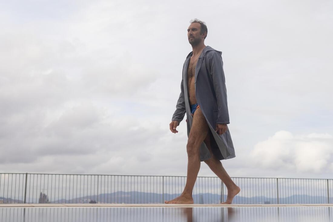 NAVY BLUE Men's Compact Microfibre Pool Bathrobe, No Color, large image number 8