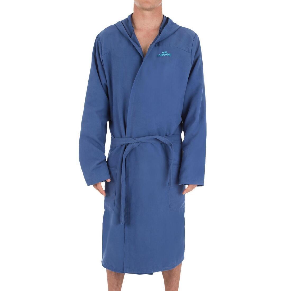 WATKO - Mens Microfibre Pool Bathrobe, Abyss Grey