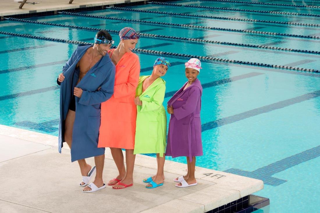 Men's Microfibre Pool Bathrobe with Hood, Pockets and Belt, Pacific Blue, , large image number 6