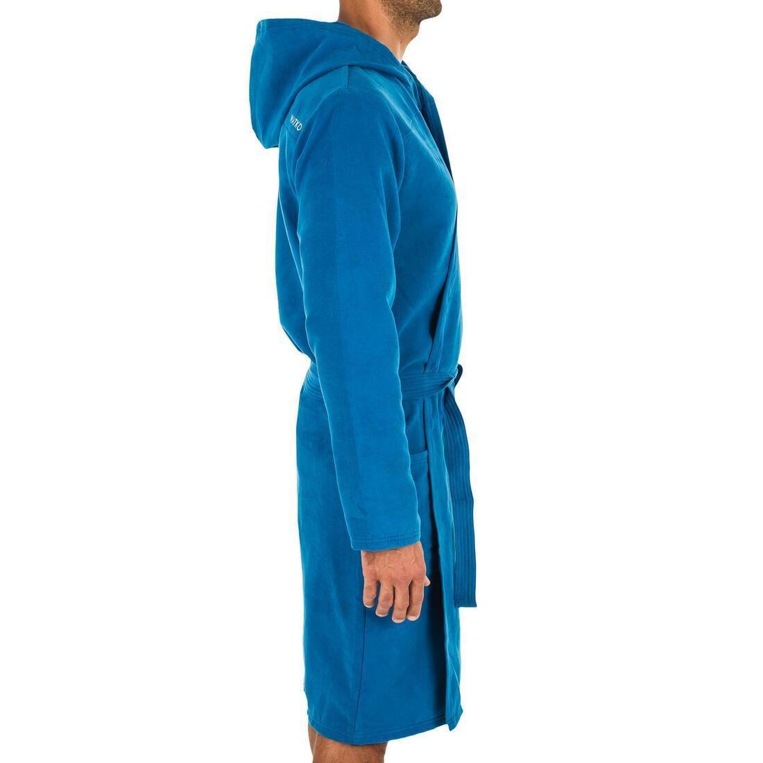 Men's Microfibre Pool Bathrobe with Hood, Pockets and Belt, Pacific Blue, , large image number 10