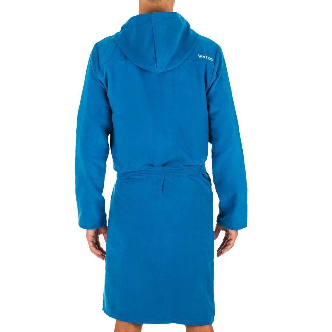 Men's Microfibre Pool Bathrobe with Hood, Pockets and Belt, Pacific Blue, , large image number 11