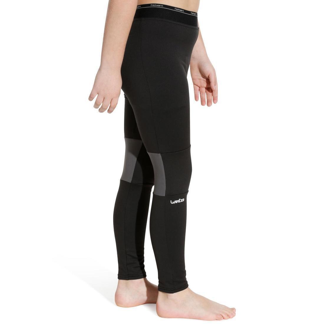 WEDZE - Kids' Ski Base Layer Bottoms, Black