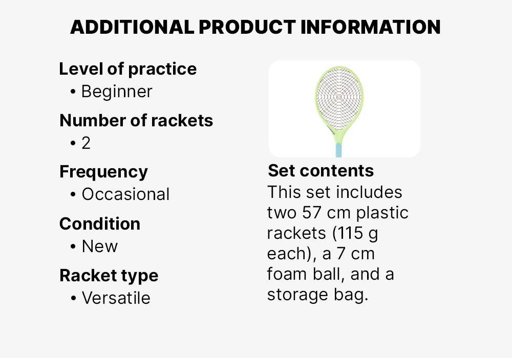 Set of 2 Rackets and 1 Ball Funyten/Green, Blue Azure, No Color, medium
