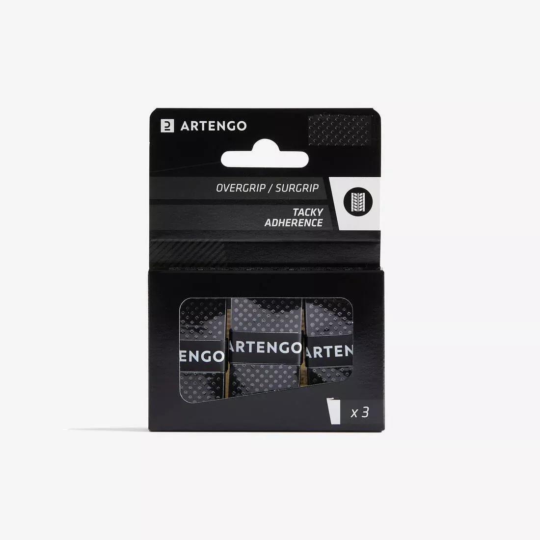 ARTENGO - Tennis Tacky Overgrip Tri-Pack, Black