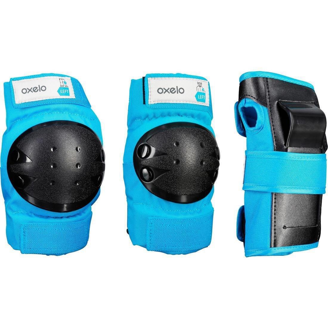 Kids Unisex 2 X 3-Piece Skating Skateboard Scooter Protective Gear Basic, Cyan, No Color, large image number 3
