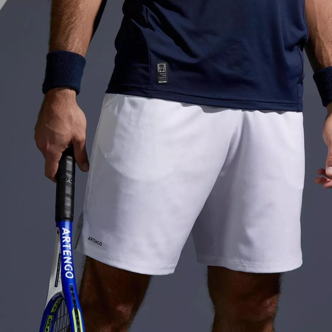 3Mens Tennis Shorts Tsh500 Dry, Snow White, No Color, large image number 1